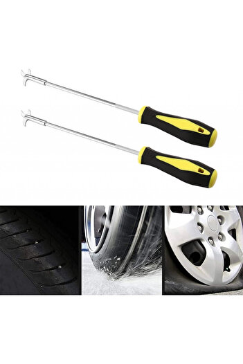 Kiuiom Set of 2 tire cleaning hooks, alloy, yellow/black