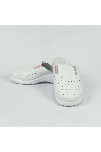 NO BRAND Leather medical clog with colored insert