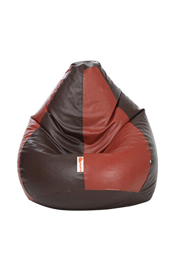 fluffy Brown and burgundy leather bean bag - comfort and elegance in every corner of your home