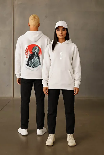 By Caspita Fashion Lenithra Tokyo Revengers Mikey Anime με στάμπα Unisex Oversize Λευκό Hoodie