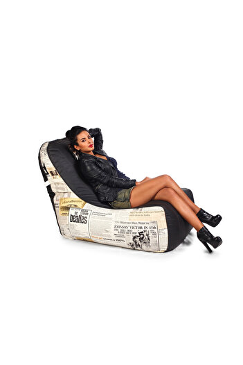 fluffy Newspaper Print Recliner Chair - Modern and Comfortable Design