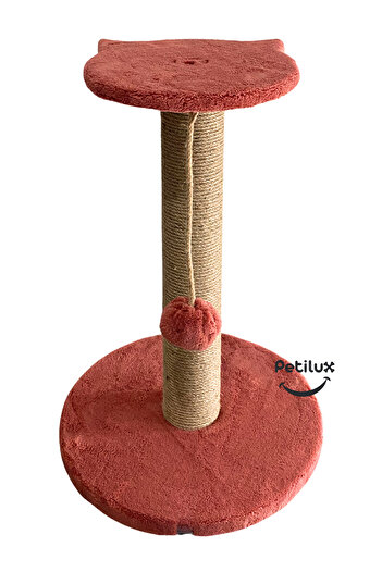 Petilux Jute Drawstring Single Scratching Post with Cat Head Figure Step Top
