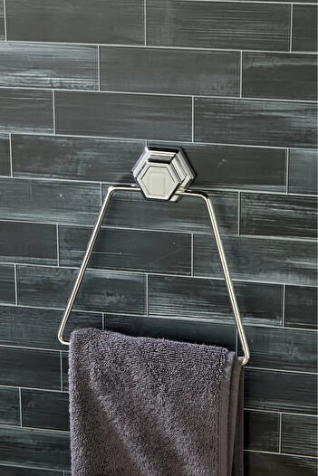 FBZhome Yapışkanlı Üçgen Gümüş Metal Havluluk Askısı Banyo Düzenleyici