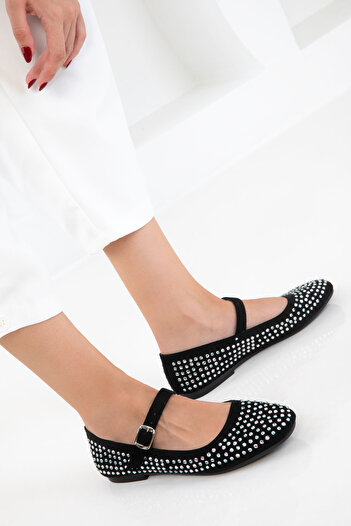 SOHO Black-Silver Women's Ballerinas 20811