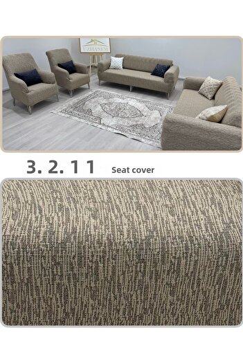 uzhanem Jacquard 3 2 1 Seat Cover - Flexible, Washable Cotton-Mink Color Lycra Seat Cover