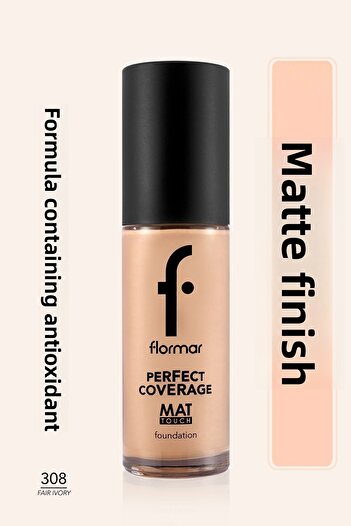 Flormar Matte Foundation with Vitamin E - 308 Fair Ivory - Matte Touch Foundation