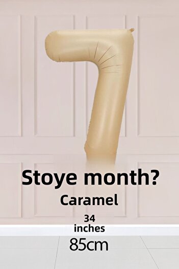 Atölye Mi 7 Year Old Caramel Number Balloon 34 Inch Sand Beige Age Balloon