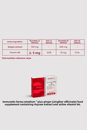 Imuneks Farma Imemetium ®   Plus Food Supplement with Ginger Rhizome Extract and Active Vitamin B6 X 3 Pcs