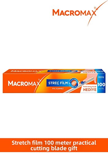 MACRO MAX Stretch Film 100 Meters, Practical Cutting Knife Gift, Large Economic Size, Pvc Free