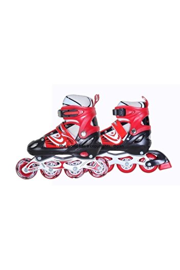 Karsan Toys زلاجات تدريب حمراء قابلة للتعديل مع جسم معدني مضاء