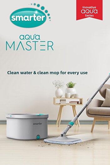 SMARTER Aqua Master 4 Pieces Microfiber Mop Clean & Dirt Water Separation Feature Automatic Cleaning Set
