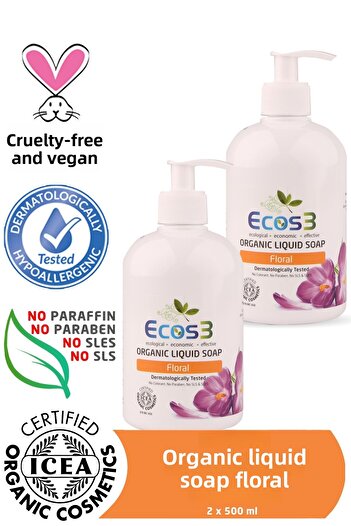 Ecos3 Organic Liquid Soap Floral 2-Piece SET (2 x 500 ML)