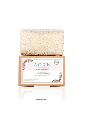 Agon Natural Pumpkin Fiber Collagen Soap - Handmade 120 Gr