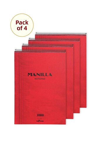 Le Color 4 Pack Manilla A4 Lined Red Memo Pad 4X180 Pages