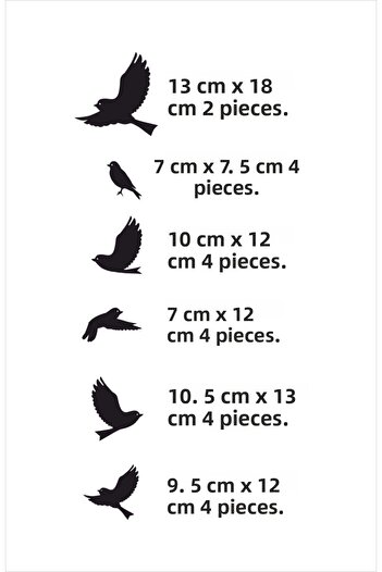 TRC TRAFİK 22 Pieces White Decorative Flying Birds Sticker - Bird Flock