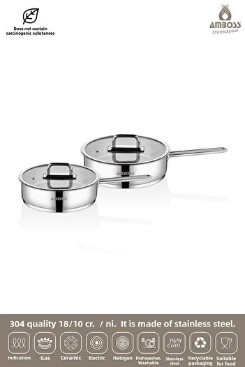 Amboss Nova 4 Piece Stainless Steel Pan with Glass Lid 22-26 cm