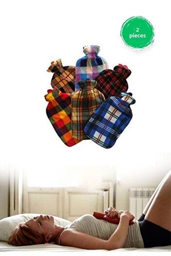 Ganjem Hot Water Bag and Fleece Case 2Pcs 2 Liters Abdomen Head Neck Hand Heating Pad Warmer Hot Compress