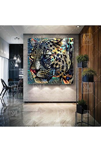 SML TABLO Modeluri abstracte de tigru nobil din simboluri etnice Animal Square Canvas Painting