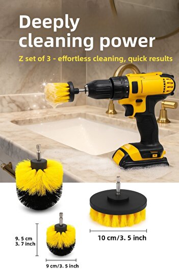 TOYFEST 3-Piece Drill Compatible Cleaning Brush Set - Professional Cleaning Solution for Home & Vehicle