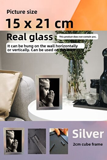 CreaWitch 20mm Frame - Real Glass 15X21 cm Photo Picture Frame with Stand or Wall Hanging Horizontal-Vertical
