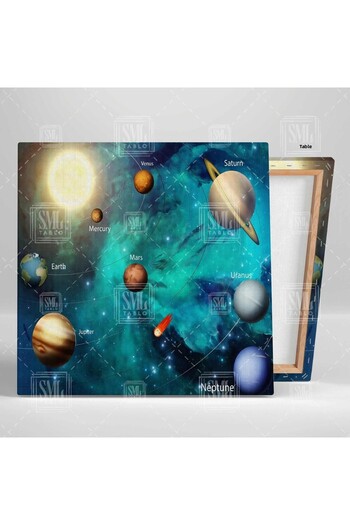 SML TABLO Sistemul Solar Planete Știință Spațială Decorare Cameră Copii Pictură Pătrată