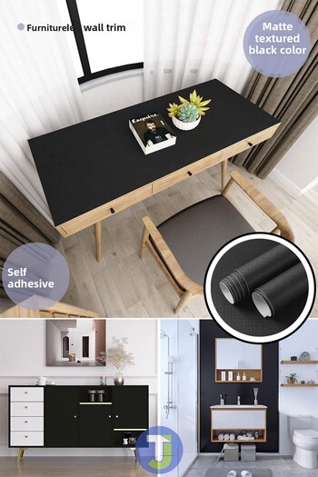Technojet Self Adhesive Matte Black Kitchen Bathroom Countertop Wall Cabinet And Table Covering 60cmx100cm