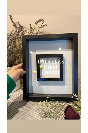 Sevcan sanat atölyesi 25x30x3 photo compartment memory frame flower rose box frame with glass