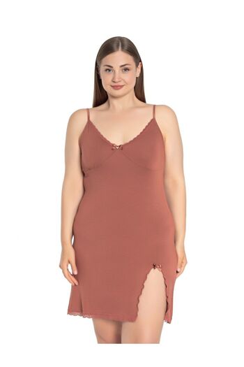 Cotpark Women's Plus Size Viscose Elastane Fabric Lace Detailed Nightdress 18255-B
