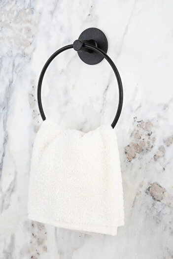 MultiStore Black Round Adhesive Ring Towel Holder/Wc Toilet Roll Holder/Bathroom Hanger Bathroom Organizer Set