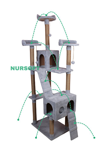Nursoft Cat City Yeni Rezidans Kedi Oyun Evi Ve Tırmalama