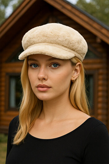 BAHELS Sailor Type Beige Plush Teddy Cap Hat