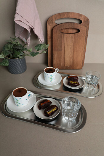 Sarkap Home 2'li Oval Sunumluk Tepsi - Silver