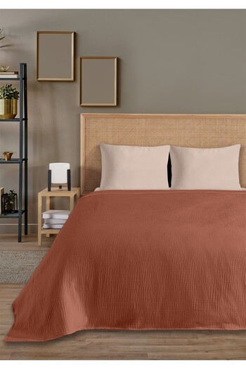 Evim 100% Natural Cotton 4 Layer Muslin Luxury Single Pique Set Light Tile 160X230Cm