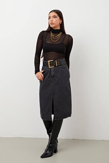 BANNY JEANS Fusta Midi Jean cu fante pentru femei