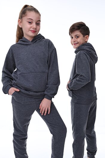 ZUZUNGA Basic Hooded 2 Thread Raster Kangaroo Pocket Παιδική φόρμα 3-10 ετών Χακί
