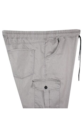 marufshop Erkek  Büyük Beden 100-156 Kilo Arası İçin Uygun Kargo Cepli Jogger Kot Pantolon Buz Gri