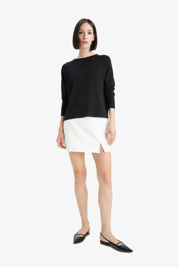 DeFacto Regular Fit Crew Neck Raglan Sleeve Glitter Knitwear Sweater C6818Ax24Wn