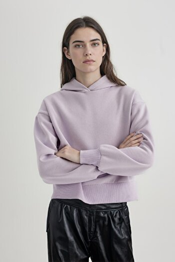 DeFacto Boxy Fit Kapüşonlu Kalın Basic Düz Sweatshirt B8570AX24SP