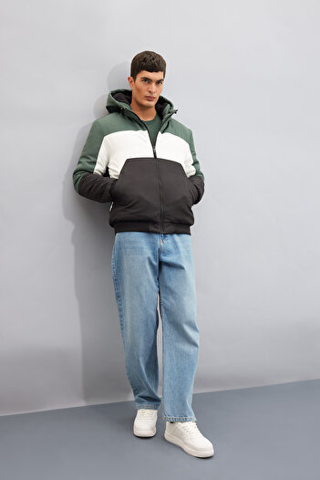 DeFacto Water Repellent Coat Slim Fit Close-Fitting Hooded Fleece-Lined Zipper N4530Az23Au