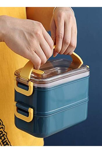 COOYA 1600ml Bento Box， With Divider Leakproof，Durable ，Can microwave, Safe and Non-Toxic，Blue