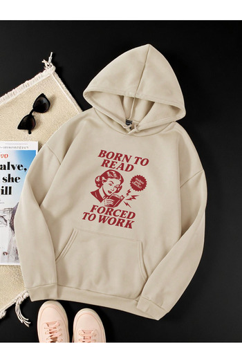uyguntarz Unisex Born to Read Printed Oversize Sweatshirt