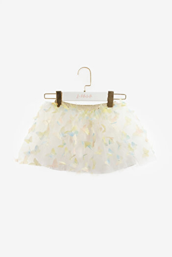 Le Mabelle Yellow Butterfly Appliqued Girl's Tulle Skirt - Pauline