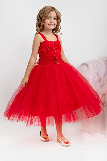 MİNİMONY 5-9 Years Girl's Festive Graduation Ball Evening Dress 5011