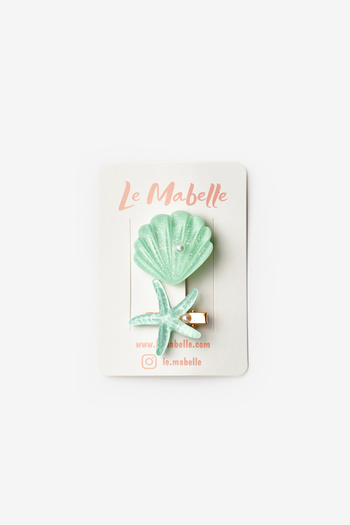 Le Mabelle Mint Seashell Star Girl's Double Buckle Set