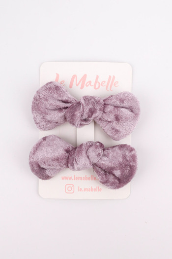 Le Mabelle Lilac 2-Piece Velvet Girl's Clip Buckle