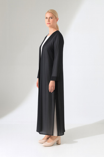 Mankens Fashion Plus Size Black CHiffon Cardigan - Long and Comfortable