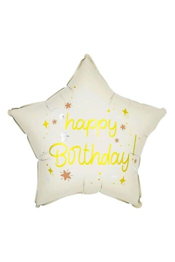 Le Mabelle White Happy Birthday Written Star Balloon