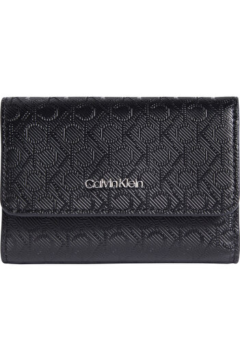 Calvin Klein Black Women's Wallet with Ck Monogram Logo - Cash with Coin Holder Compartment K60K 612829 -0Gj