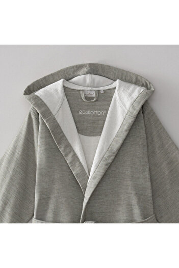 Ecocotton Men's Bathrobe - 100% Organic Cotton, Linen Melange, Khaki