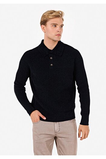 Colin's Regular Fit Polo Neck Men's Navy Blue Sweater